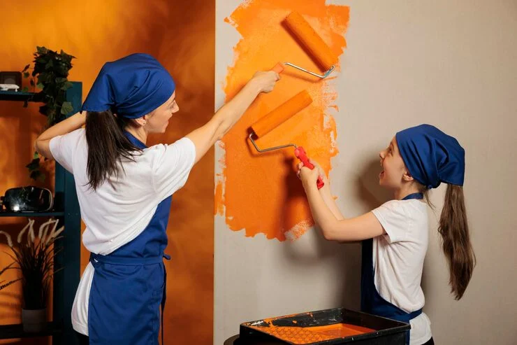Wall painting increase property value showing by the happy family